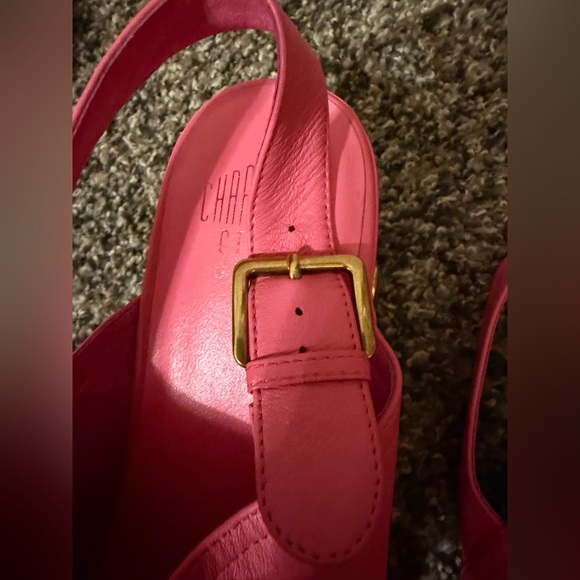 Charlotte Stone Pink Leather Mules with Gold Accents - Picture 4 of 16
